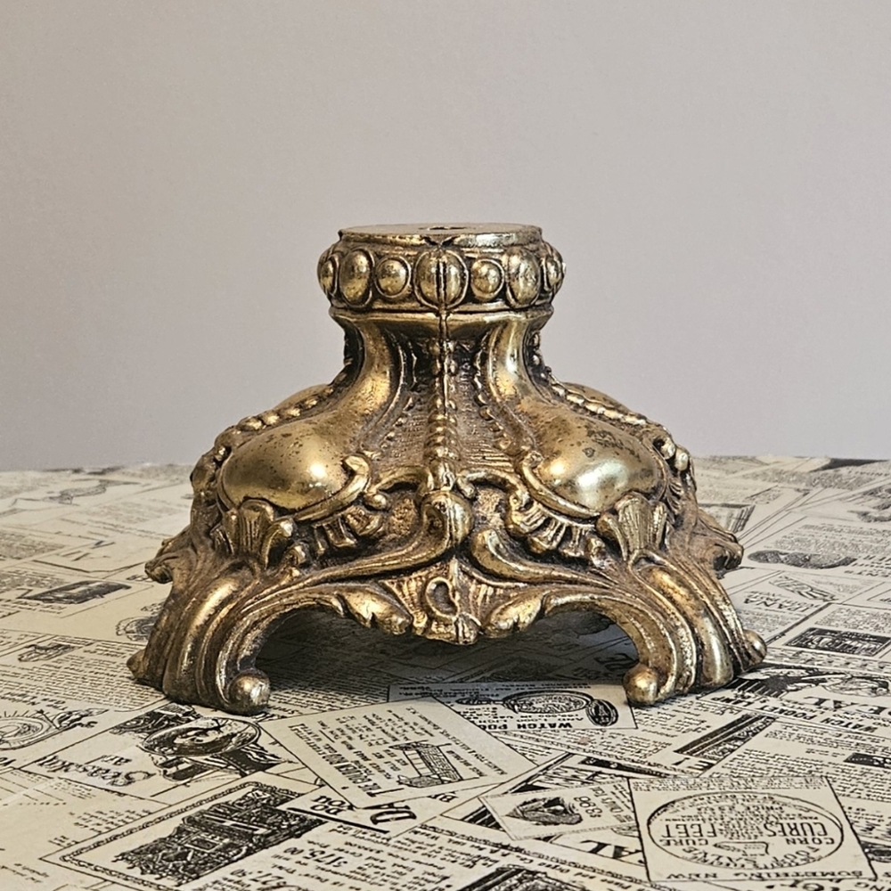 Vintage Ornate Cast Metal Lamp Swag Antique Boho  MCM Antique Light Base 70's